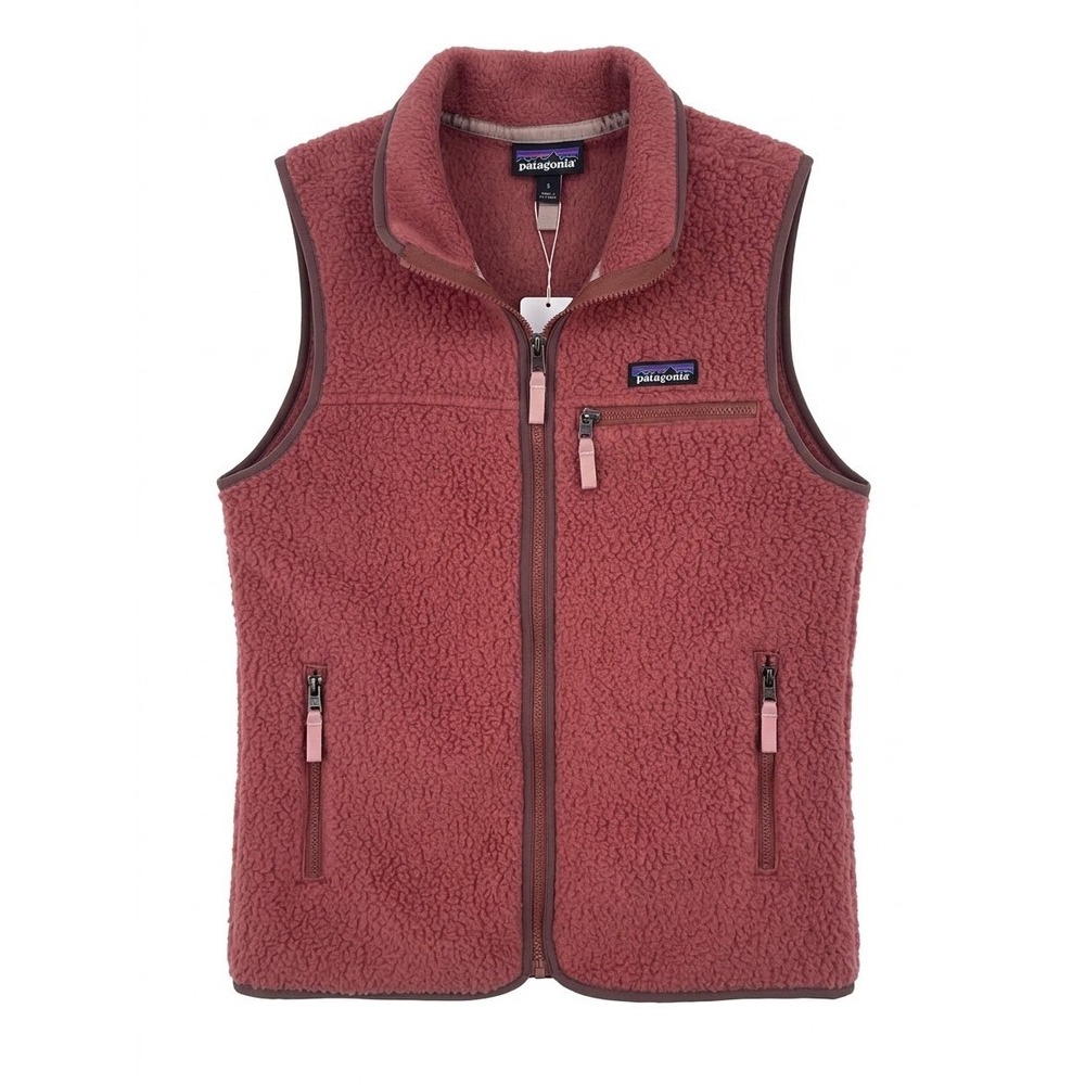 Patagonia Womens Retro Pile Vest Rosehip Pink Fleece Full Zip 22826 NEW Small
